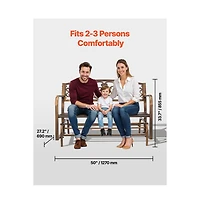 Slickblue Patio Glider Bench 50" with Metal Frame and Cast Iron Back for Outdoor Use