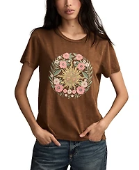 Lucky Brand Women's Floral Sun Classic Crewneck Top