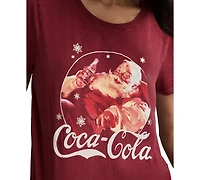 Lucky Brand Women's Coca Cola Circle Santa Graphic Print Top