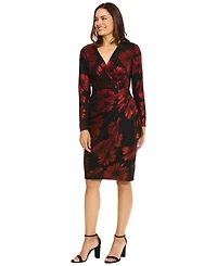 London Times Petite Foil-Floral Cascade Sheath Dress