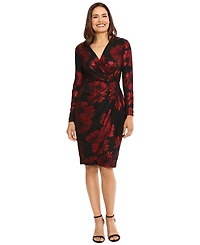 London Times Petite Foil-Floral Cascade Sheath Dress