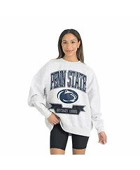 Gameday Couture Women's Gray Penn State Nittany Lions Premium Fleece Drop Shoulder Oversized Pullover Sweatshirt