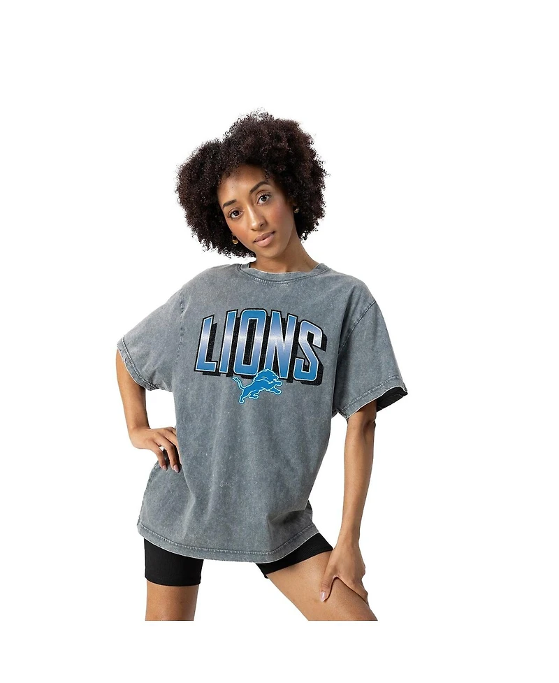 Gameday Couture Women's Gray Detroit Lions Peak Performance Oversized Snow Wash T-Shirt