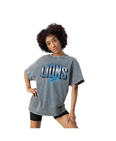 Gameday Couture Women's Gray Detroit Lions Peak Performance Oversized Snow Wash T-Shirt