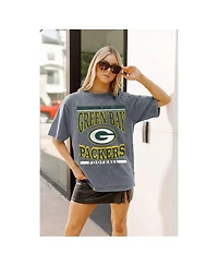 Gameday Couture Women's Gray Green Bay Packers Oversized Classic Grind Washed T-Shirt
