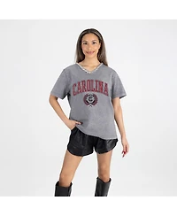 Gameday Couture Women's Gray South Carolina Gamecocks Iconic Edge Rhinestone V-Neck T-Shirt