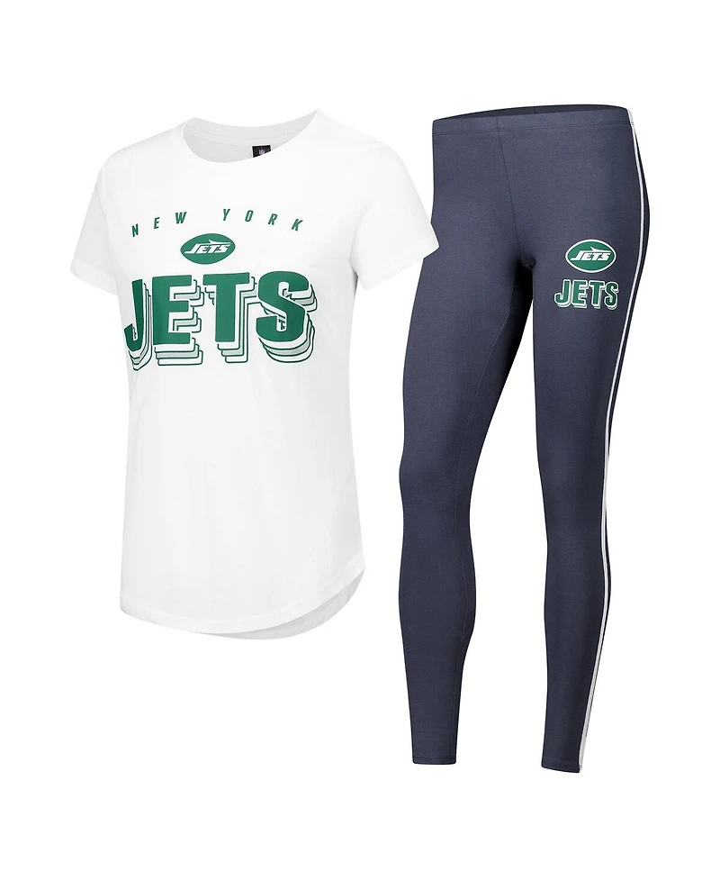 Concepts Sport Women's 2-Piece Charcoal/ New York Jets Sonata Short Sleeve Top and Leggings Set