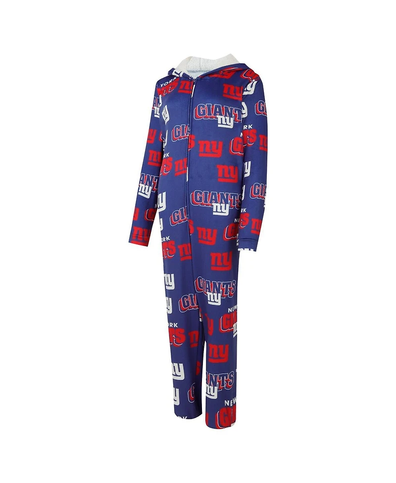Concepts Sport Women's Royal New York Giants Roadway Allover Print Microfleece Full-Zip Union Suit