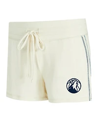 Concepts Sport Women's 2-Piece Cream Minnesota Timberwolves Kaki Hacci Knit Long Sleeve Top and Shorts Set