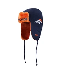 New Era Men's Navy Denver Broncos Helmet Head Trapper Knit Hat