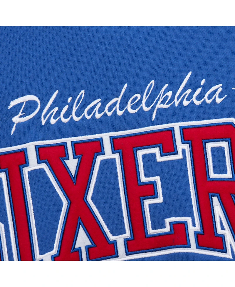 Mitchell & Ness Men's Royal Philadelphia 76ers Hardwood Classics There Back 2.0 Vintage Pullover Sweatshirt