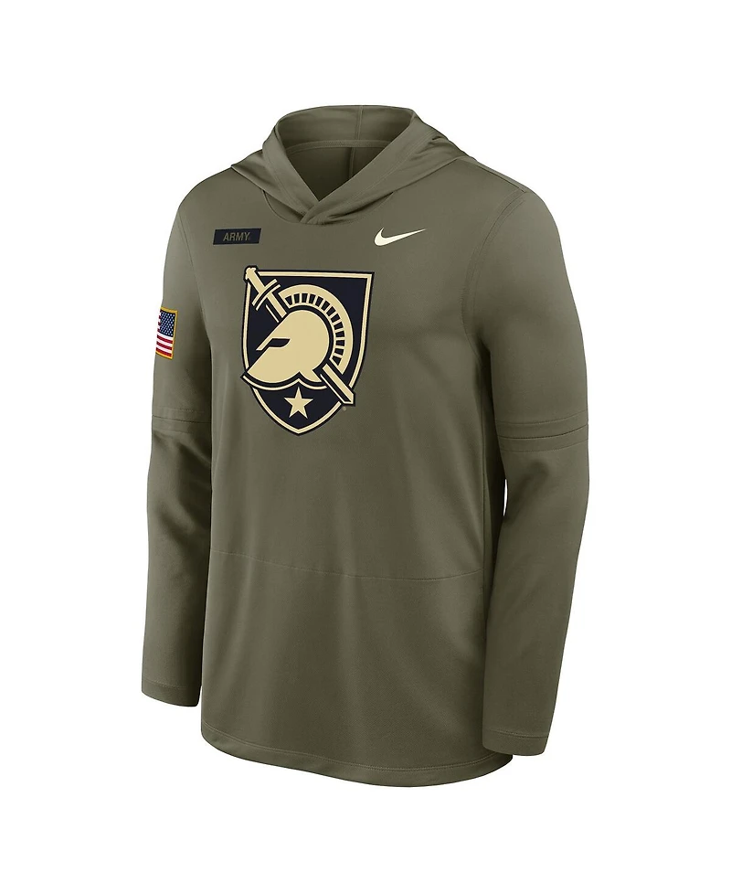 Nike Men's Olive Army Black Knights 2025 Military Appreciation Dri-fit Long Sleeve Hoodie T-Shirt