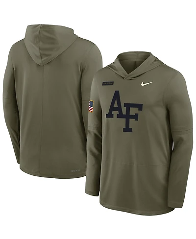 Nike Men's Olive Air Force Falcons 2025 Military Appreciation Dri-fit Long Sleeve Hoodie T-Shirt