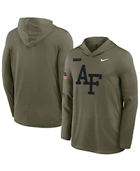 Nike Men's Olive Air Force Falcons 2025 Military Appreciation Dri-fit Long Sleeve Hoodie T-Shirt
