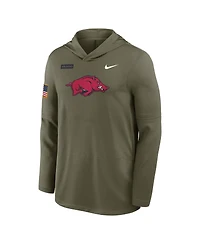 Nike Men's Olive Arkansas Razorbacks 2025 Military Appreciation Dri-fit Long Sleeve Hoodie T-Shirt
