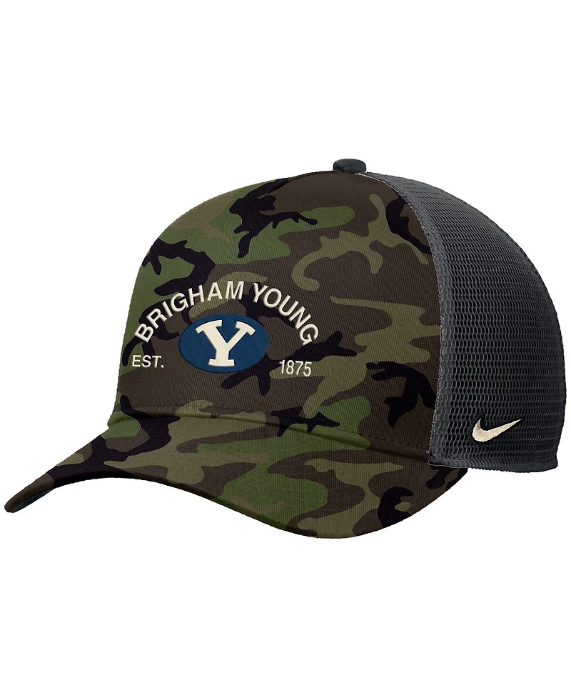 Nike Men's Camo Byu Cougars 2025 Military Appreciation Rise Adjustable Trucker Hat