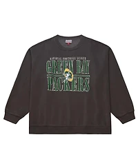 Mitchell & Ness Men's Black Green Bay Packers Downtown Crew Vintage Logo Sweatshirt