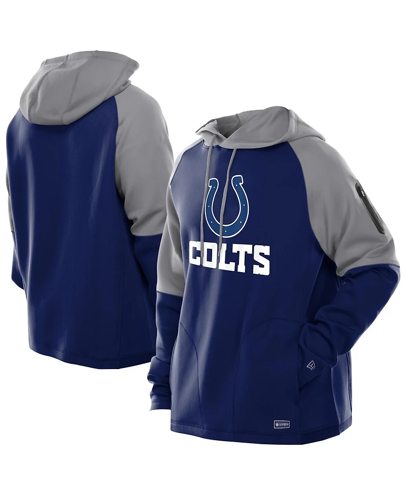 New Era Men's Royal Indianapolis Colts Combine Authentic Color Block Raglan Pullover Hoodie