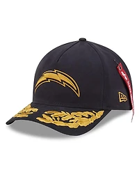 New Era x Alpha Industries Men's Black Los Angeles Chargers A-Frame 9FORTY Adjustable Hat