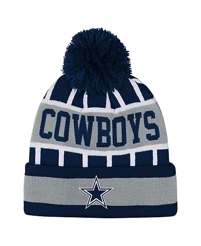 Outerstuff Big Boys and Girls Navy Dallas Cowboys Go Fast Cuffed Knit with Pom Hat