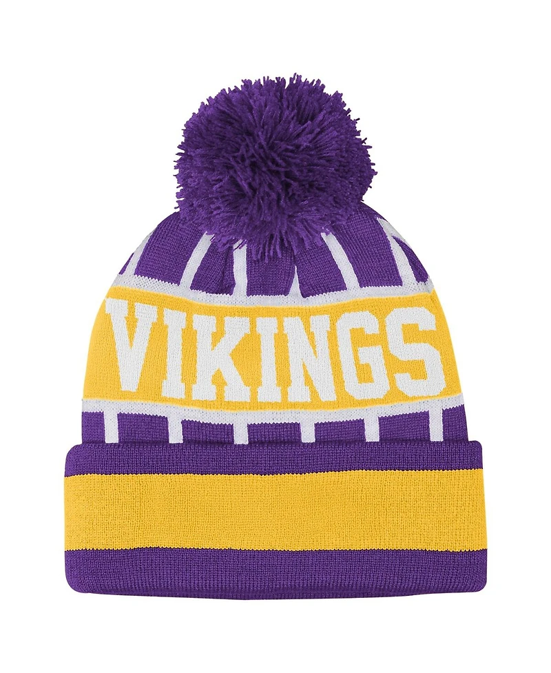 Outerstuff Big Boys and Girls Purple Minnesota Vikings Go Fast Cuffed Knit with Pom Hat