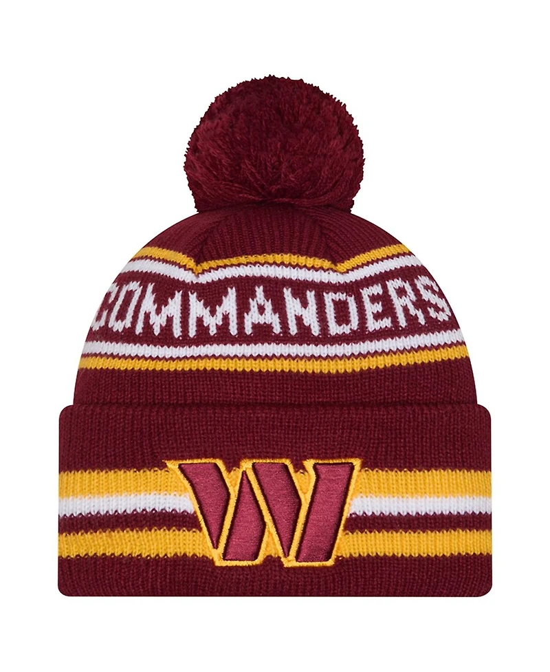 New Era Men's Burgundy Washington Commanders Classic Cuffed Knit with Pom Hat