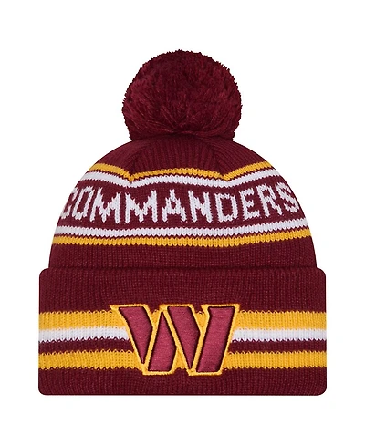 New Era Men's Burgundy Washington Commanders Classic Cuffed Knit with Pom Hat