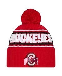New Era Men's Scarlet Ohio State Buckeyes Bold Cuffed Knit with Pom Hat