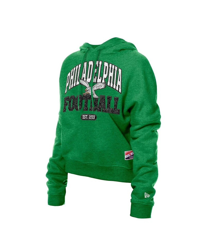 New Era Women's Kelly Green Philadelphia Eagles Throwback Boxy Hoodie Sweatshirt