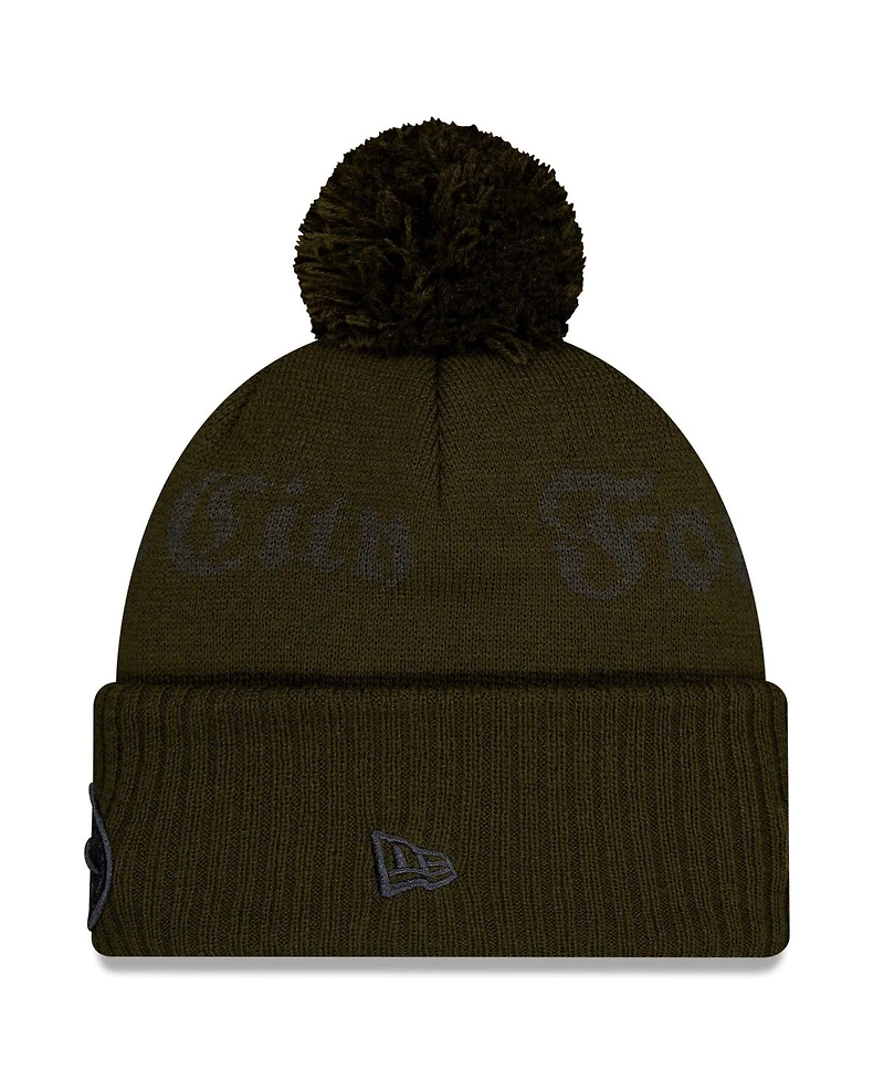 New Era Men's Gotham Green New York Jets 2025 Rivalries Collection Sideline Cuffed Knit with Pom Hat