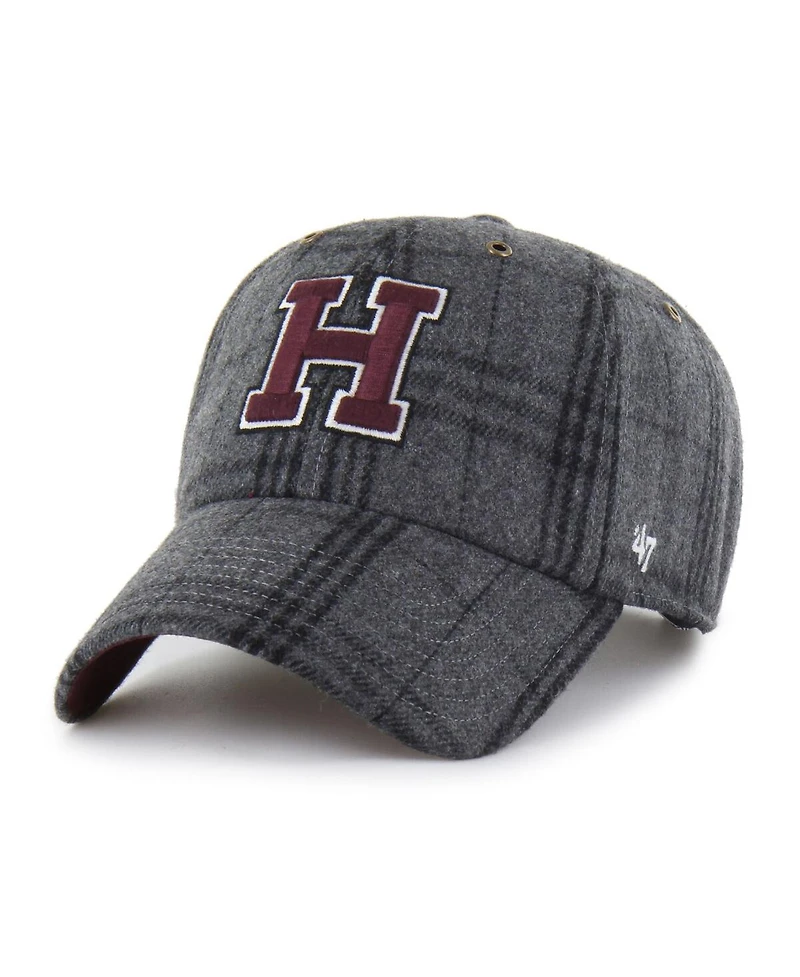 '47 Brand Men's and Women's Gray Harvard Crimson Plaid Windowpane Clean Up Adjustable Hat