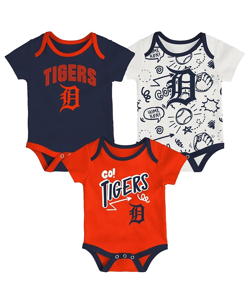 Outerstuff Baby Boys and Girls 3-Pack Detroit Tigers All Day Play Bodysuit Set