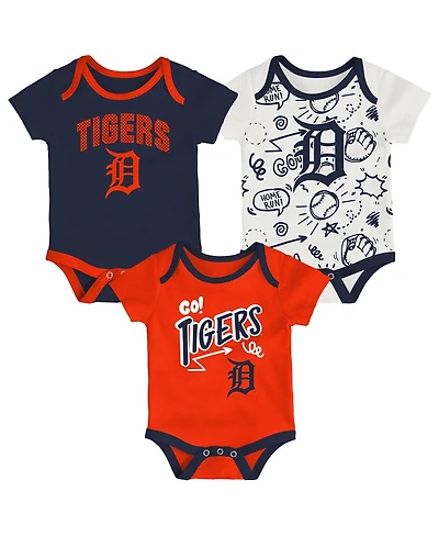 Outerstuff Baby Boys and Girls 3-Pack Detroit Tigers All Day Play Bodysuit Set