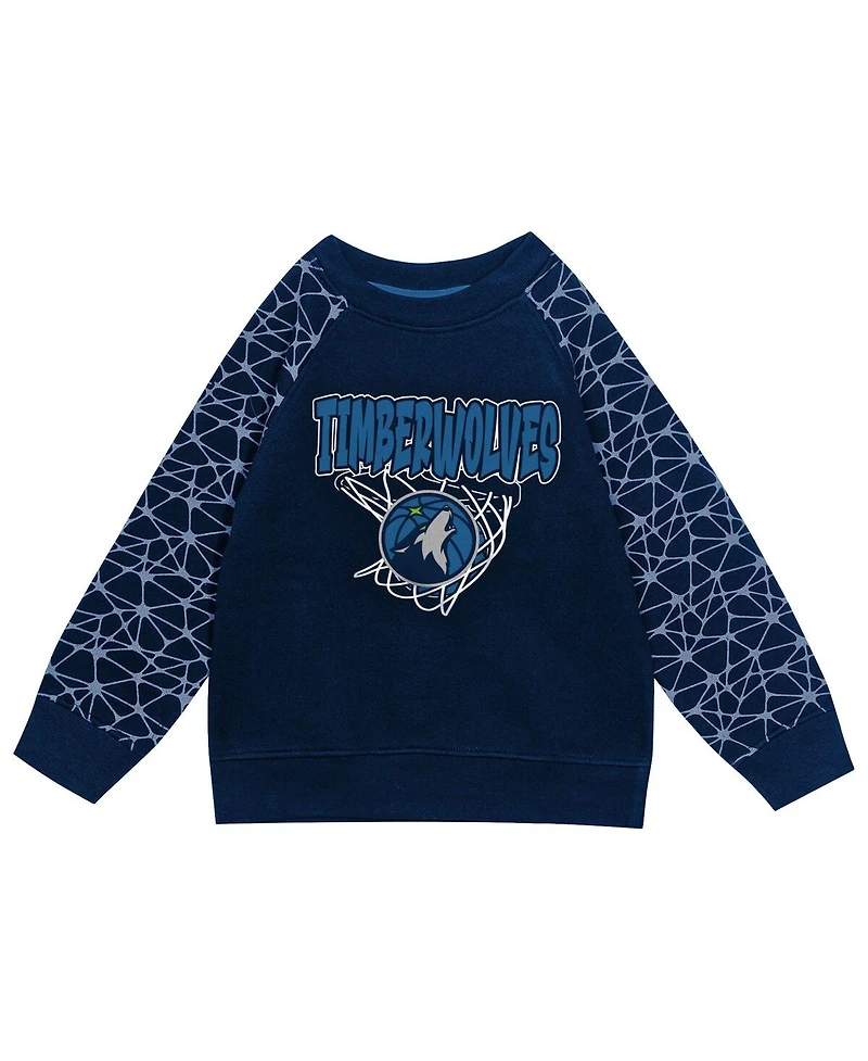 Outerstuff Toddler 2-Piece Navy Minnesota Timberwolves Nothing But Net Fleece Sweatshirt and Pants Set