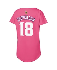 Outerstuff Big Girls Justin Jefferson Pink Minnesota Vikings Player Name Number T-Shirt