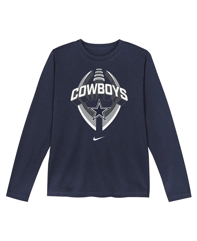 Nike Preschool Navy Dallas Cowboys Primetime Legend Icon Long Sleeve Performance T-Shirt