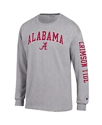 Champion Men's Heather Gray Alabama Crimson Tide Arch Over Logo 2-Hit Long Sleeve T-Shirt