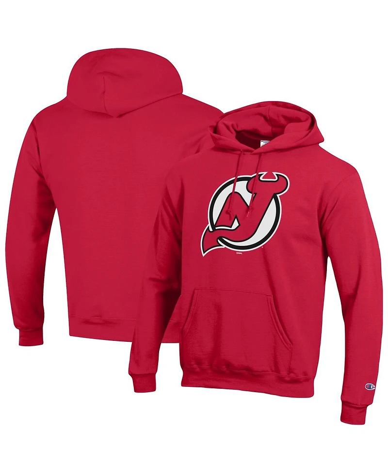 Champion Men's Red New Jersey Devils Primary Logo 1-Hit Pullover Hoodie