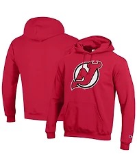 Champion Men's Red New Jersey Devils Primary Logo 1-Hit Pullover Hoodie