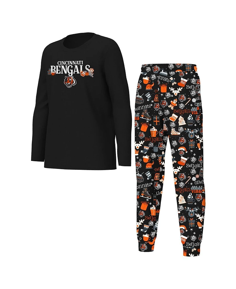 Outerstuff Big Boys and Girls Black Cincinnati Bengals Chestnut Holiday Sleep Set