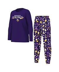 Outerstuff Big Boys and Girls Purple Minnesota Vikings Chestnut Holiday Sleep Set