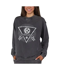 Concepts Sport Women's Charcoal Pittsburgh Steelers Boxy Mist French Terry Long Sleeve Top