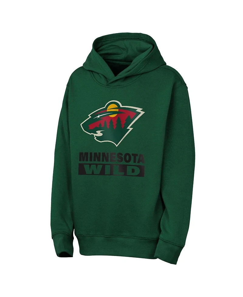Outerstuff Big Boys and Girls Green Minnesota Wild Back to Basics Hoodie