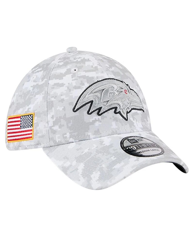 New Era Men's White Baltimore Ravens 2025 Salute to Service Digital Camo Fan Pack 39THIRTY Flex Hat