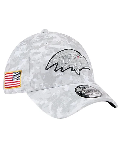 New Era Men's White Baltimore Ravens 2025 Salute to Service Digital Camo Fan Pack 39THIRTY Flex Hat