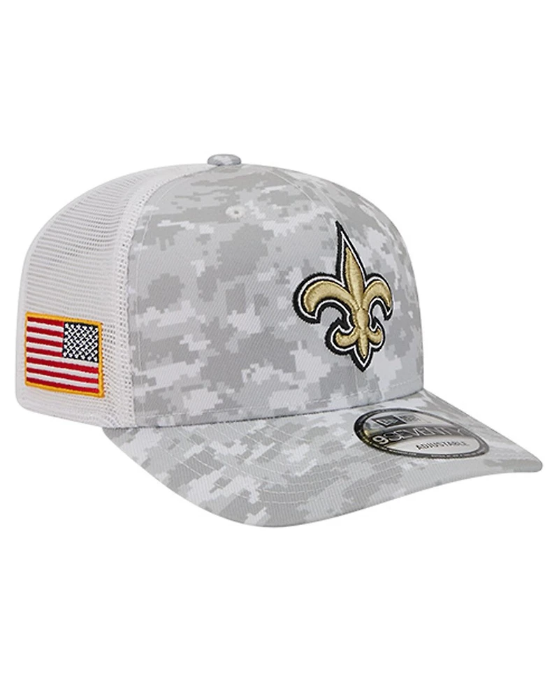 New Era Men's Gray New Orleans Saints Salute to Service Fan Pack 9SEVENTY Trucker Adjustable Hat