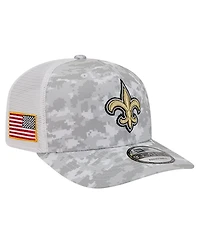 New Era Men's Gray New Orleans Saints Salute to Service Fan Pack 9SEVENTY Trucker Adjustable Hat