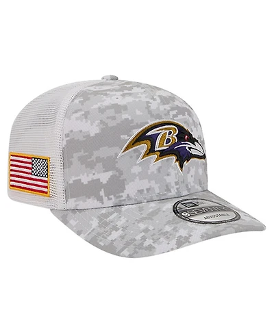 New Era Men's Gray Baltimore Ravens Salute to Service Fan Pack 9SEVENTY Trucker Adjustable Hat