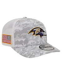 New Era Men's Gray Baltimore Ravens Salute to Service Fan Pack 9SEVENTY Trucker Adjustable Hat