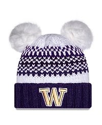 New Era Women's Purple Washington Huskies Double Pom Print Cuffed Knit Hat